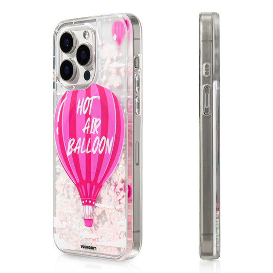 Apple iPhone 16 Pro Max Kılıf M-safe Şarj Özellikli Parlak Kumlu Sıvılı Youngkit Pink Dream Quicksand Serisi Kapak Pembe