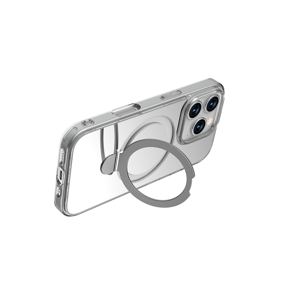 Apple iPhone 16 Pro Max Case with M-safe Charging Feature, Raptic Air Stand Series Mirrored Back Surface Stand Cover, Gray