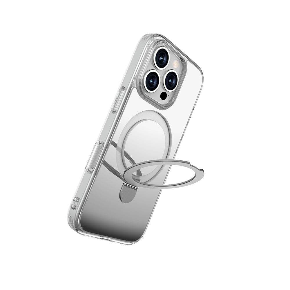 Apple iPhone 16 Pro Max Case with M-safe Charging Feature, Raptic Air Stand Series Mirrored Back Surface Stand Cover, Gray