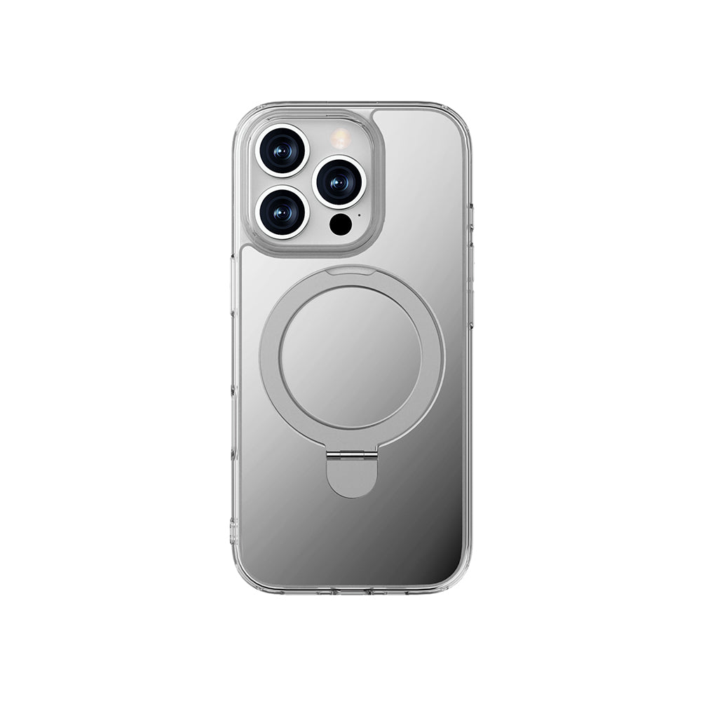 Apple iPhone 16 Pro Max Case with M-safe Charging Feature, Raptic Air Stand Series Mirrored Back Surface Stand Cover, Gray