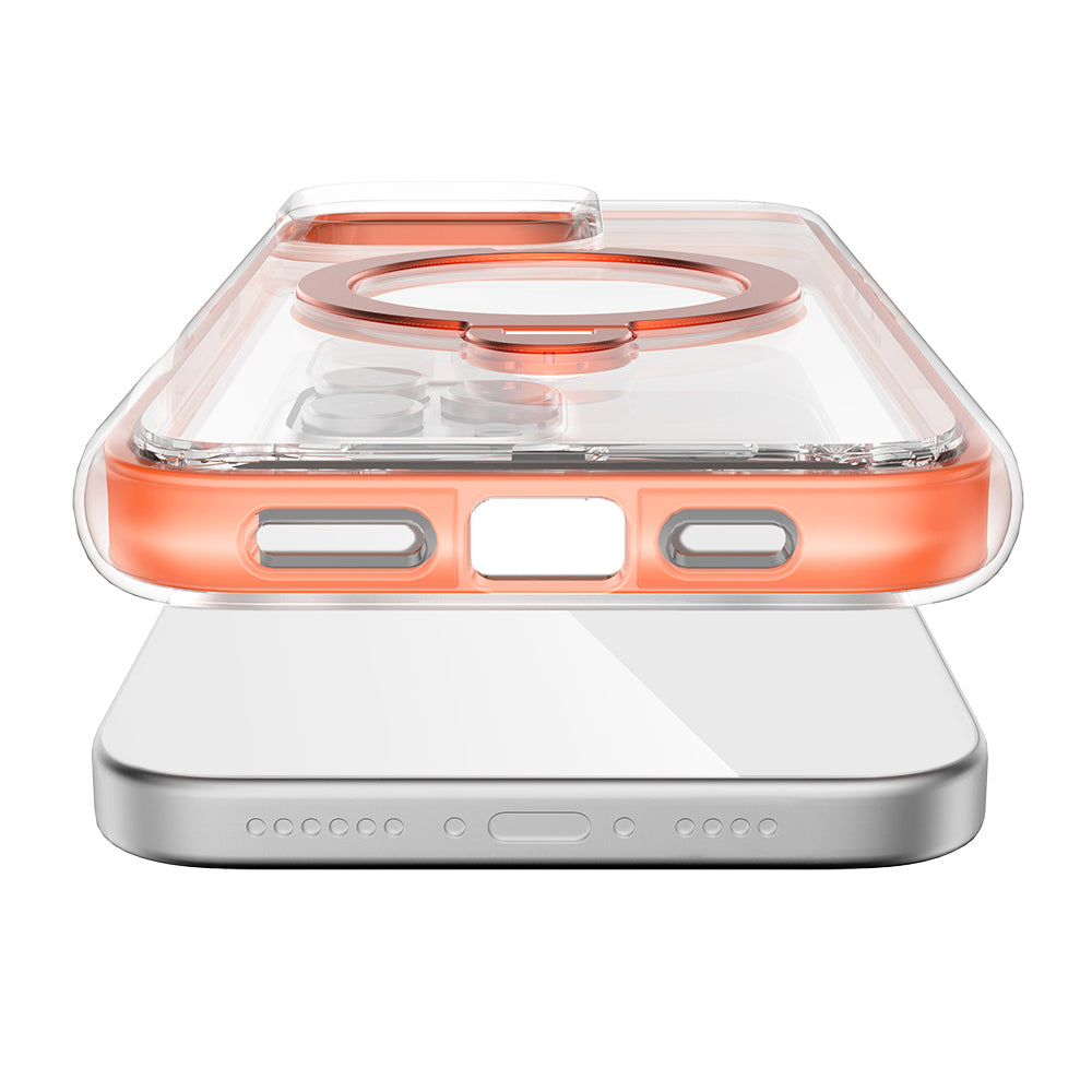 Apple iPhone 16 Pro Max Kılıf M-safe Şarj Özellikli Raptic AirJoy Serisi 360 Derece Dönebilen Standlı Kapak Turuncu