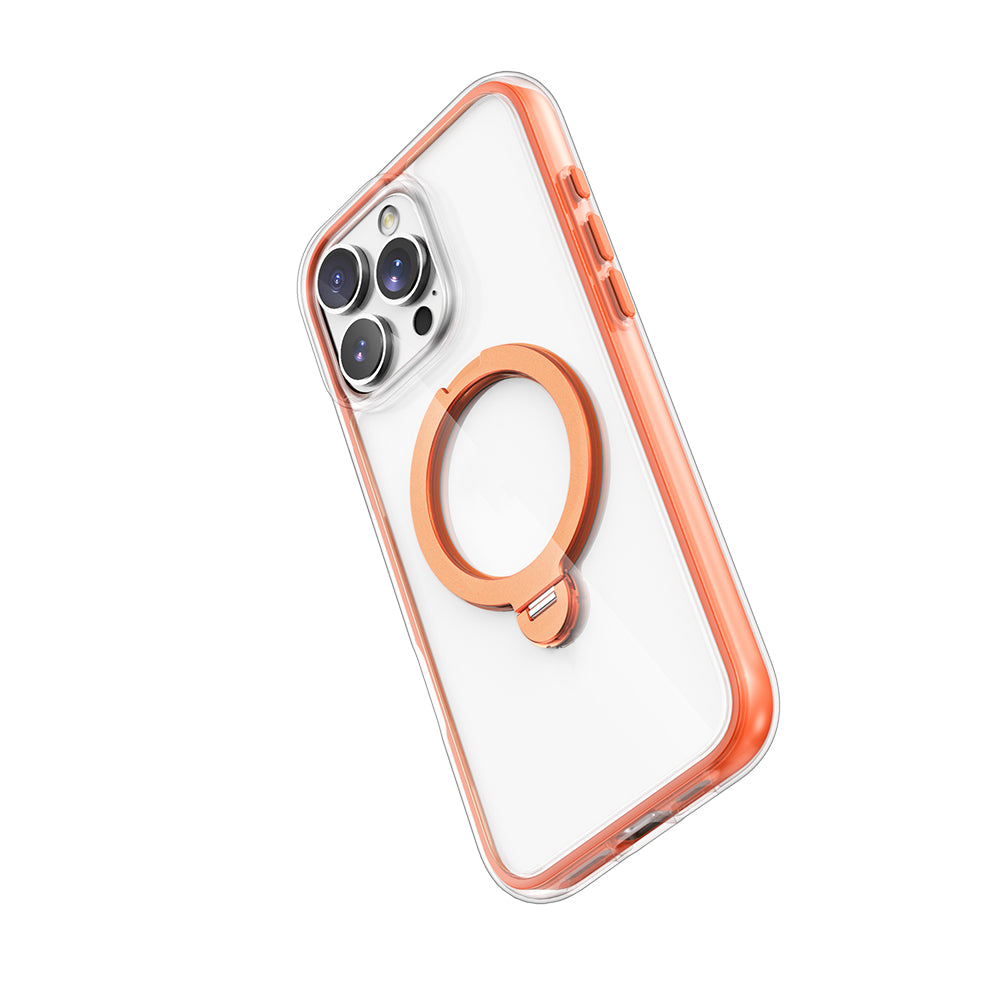 Apple iPhone 16 Pro Max Case M-Safe Charging Feature Raptic AirJoy Series 360 Degree Rotating Stand Cover Orange