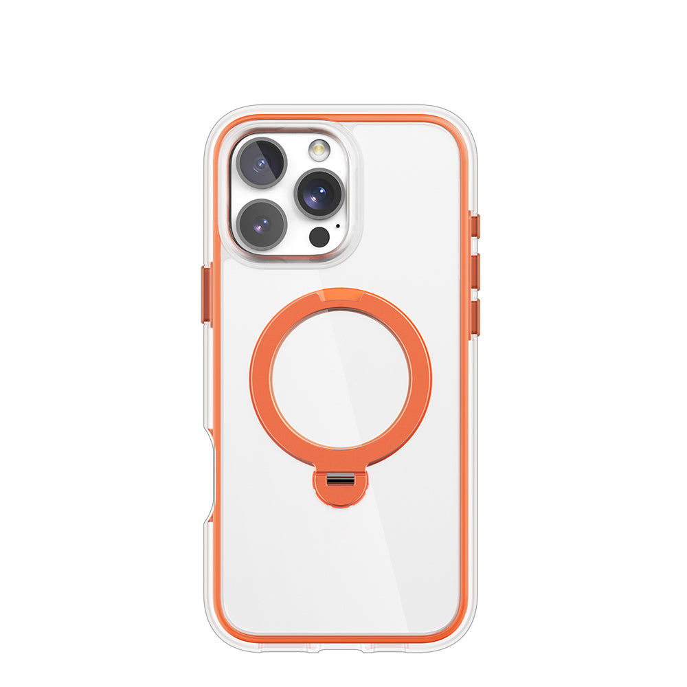 Apple iPhone 16 Pro Max Case M-Safe Charging Feature Raptic AirJoy Series 360 Degree Rotating Stand Cover Orange