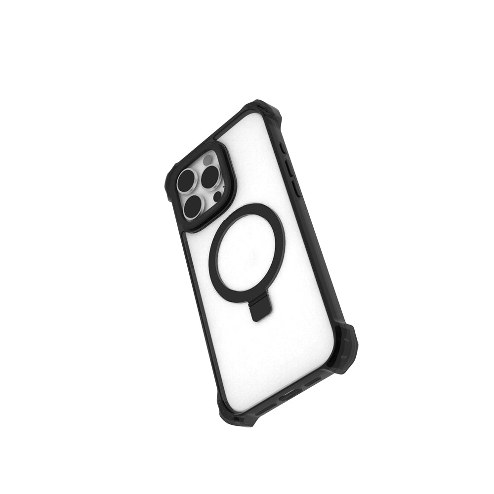 Apple iPhone 16 Pro Max Kılıf M-safe Şarj Özellikli Raptic Dual Serisi Şeffaf Standlı Kapak Siyah