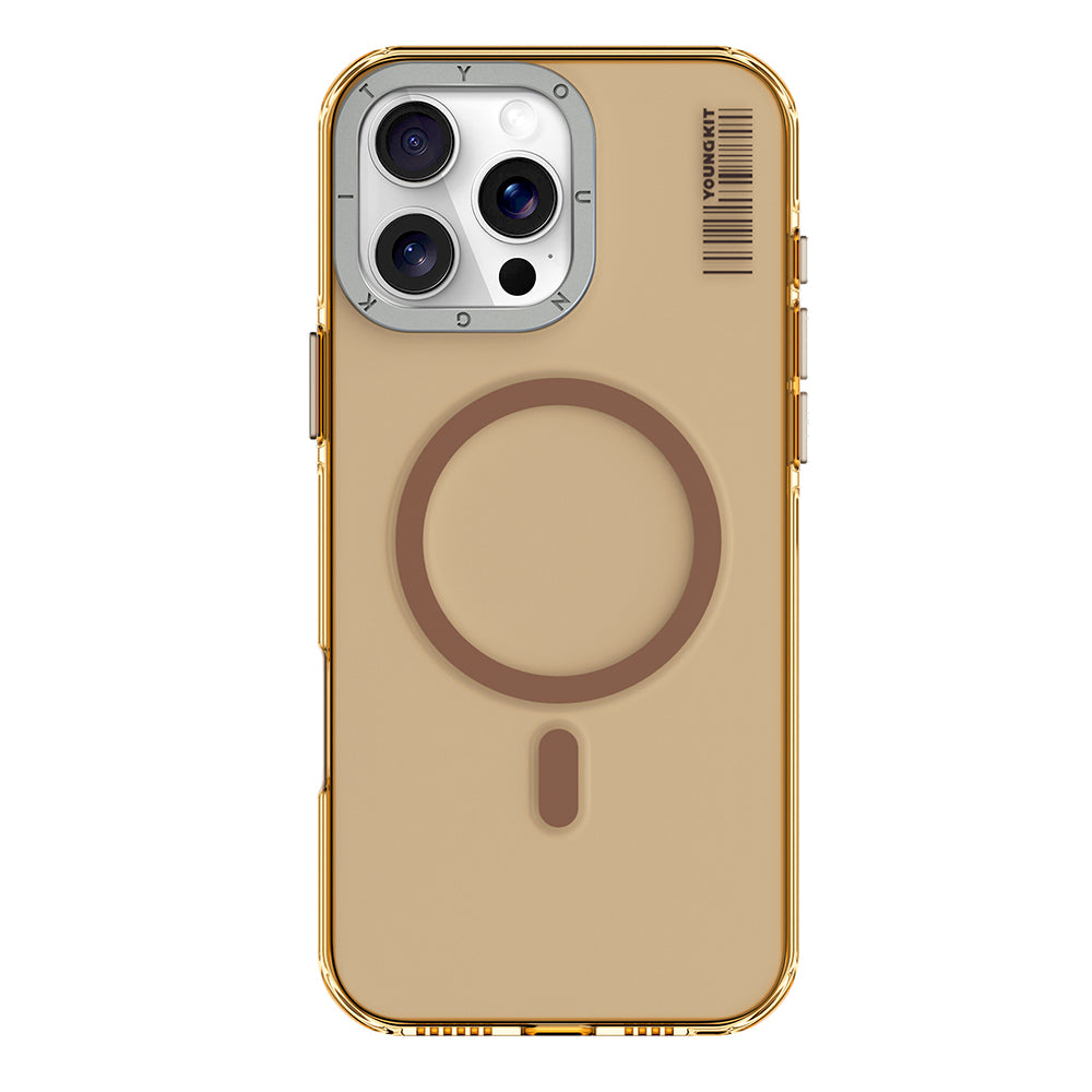 Apple iPhone 16 Pro Max Case M-safe Charging Transparent Youngkit Crystal Shield Series Cover Gold