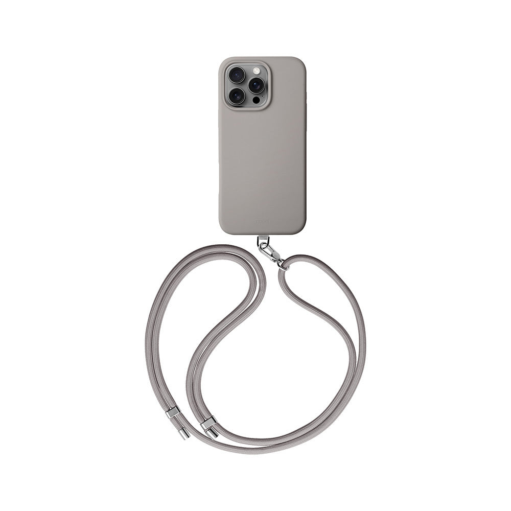 Apple iPhone 16 Pro Max Case M-safe Charging Feature Soft Back Surface Strap Rope Coehl Creme Cover Gray