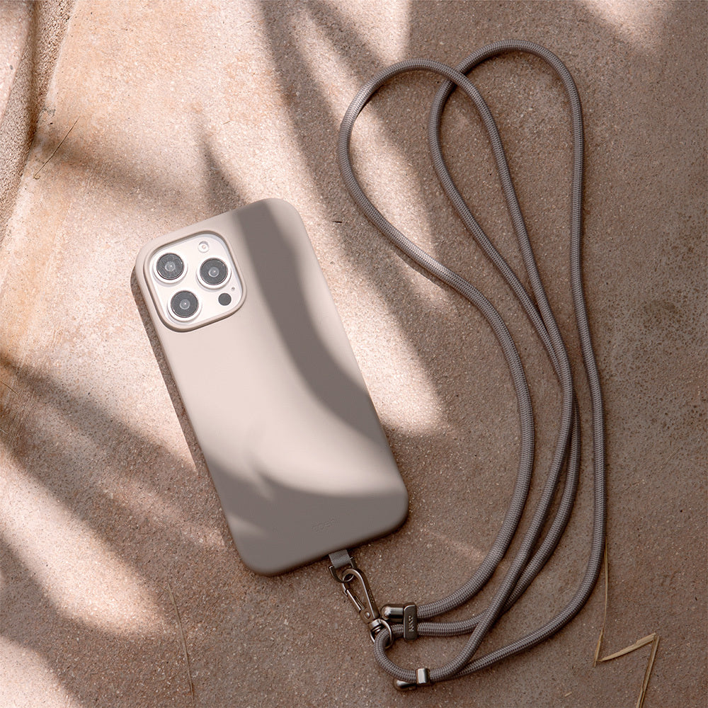 Apple iPhone 16 Pro Max Case M-safe Charging Feature Soft Back Surface Strap Rope Coehl Creme Cover Gray