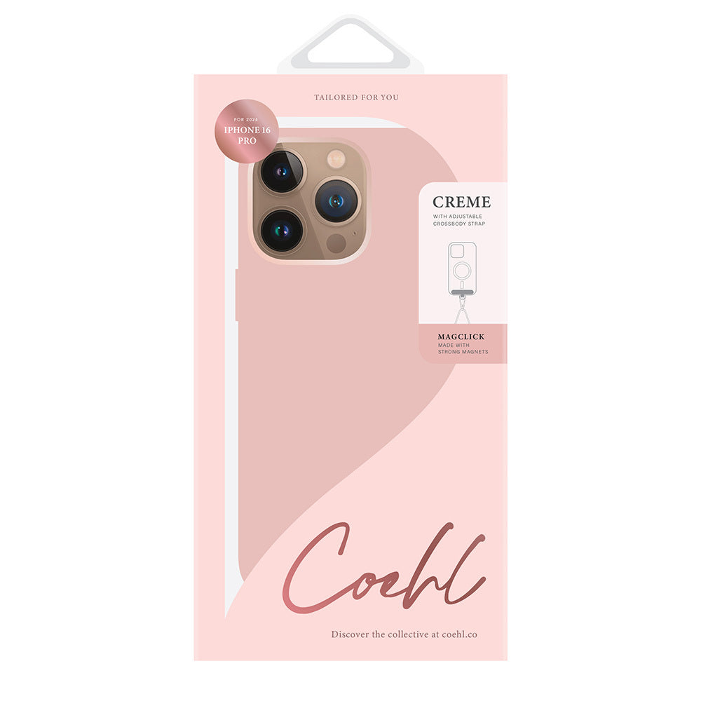 Apple iPhone 16 Pro Max Case M-safe Charging Feature Soft Back Surface Strap Rope Coehl Creme Cover Gray