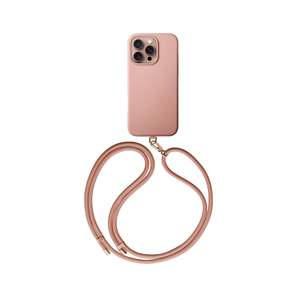 Apple iPhone 16 Pro Max Case M-safe Charging Feature Soft Back Surface Strap Rope Coehl Creme Cover Gray