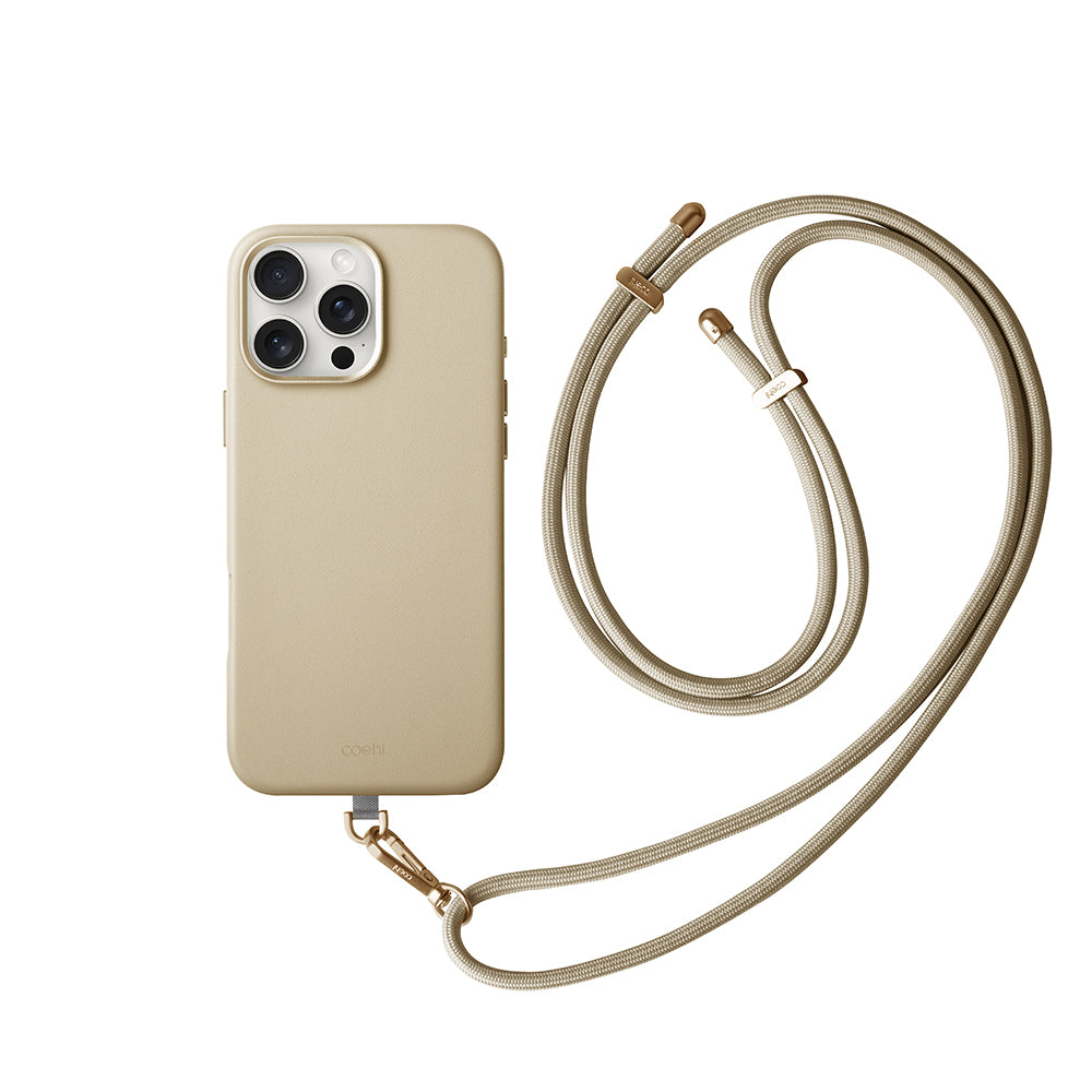 Apple iPhone 16 Pro Max Case M-safe Charging Feature Soft Back Surface Strap Rope Coehl Muse Cover Sand Pink
