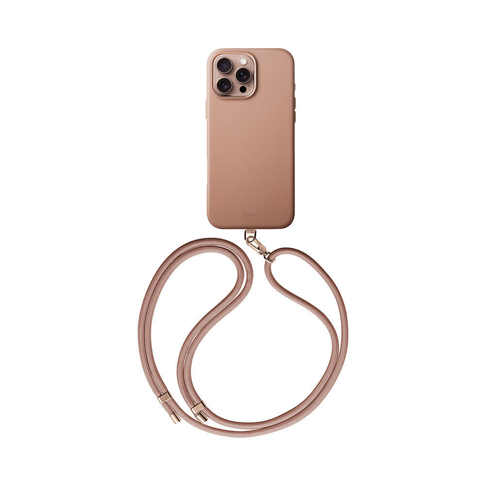 Apple iPhone 16 Pro Max Case M-safe Charging Feature Soft Back Surface Strap Rope Coehl Muse Cover Sand Pink
