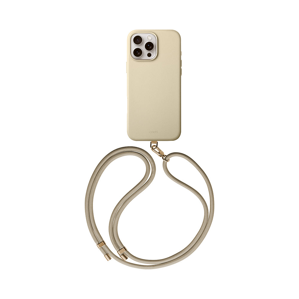 Apple iPhone 16 Pro Max Case M-safe Charging Feature Soft Back Surface Strap Rope Coehl Muse Cover Cream