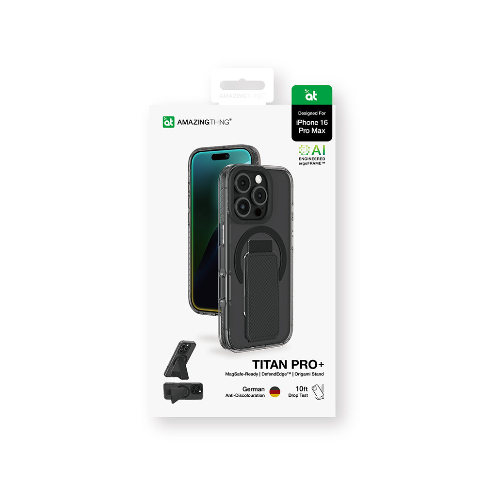 Apple iPhone 16 Pro Max Kılıf M-safe Şarj Özellikli Standlı Amazingthing Titan Pro Plus Kapak Gri