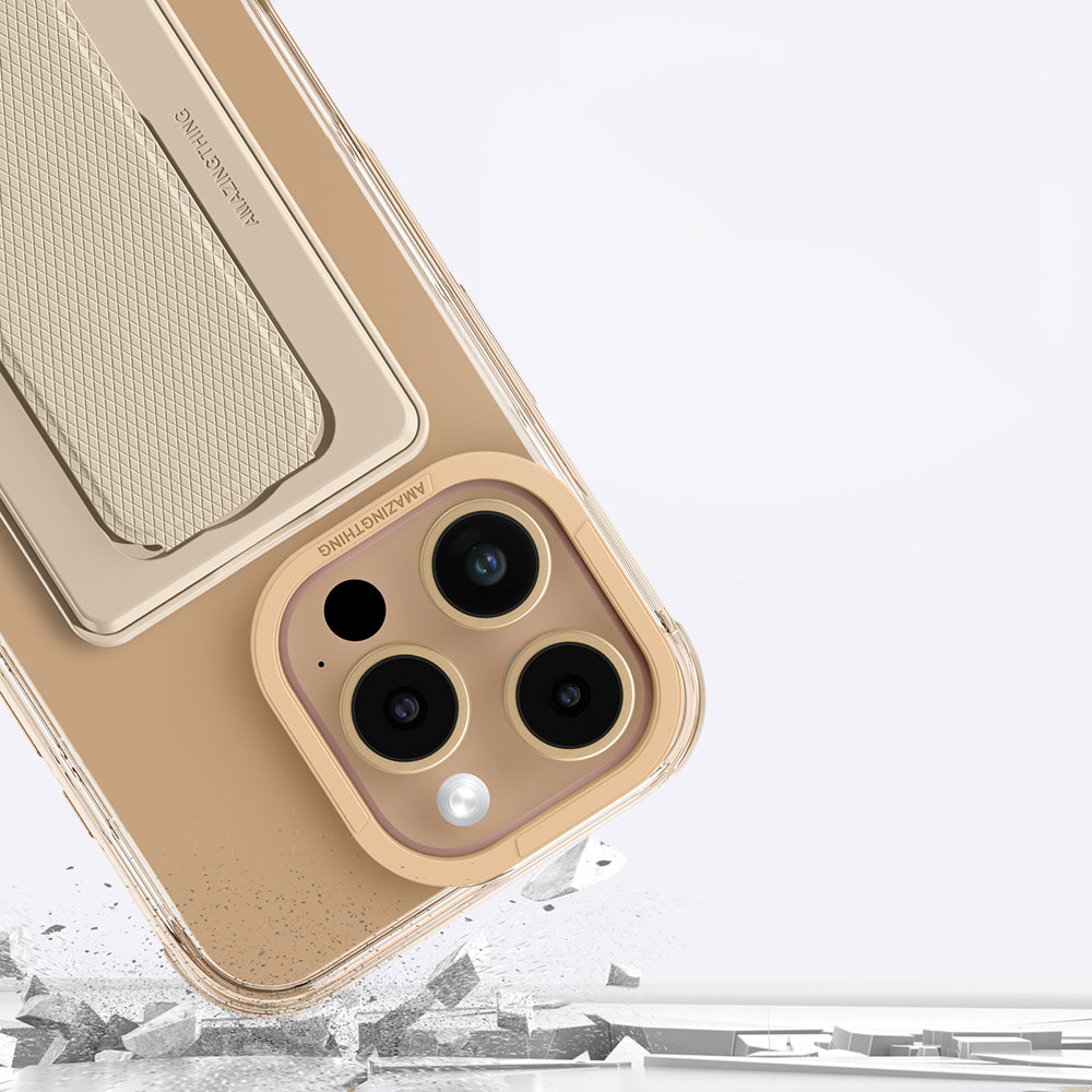 Apple iPhone 16 Pro Max Kılıf M-safe Şarj Özellikli Standlı Set Amazingthing Omni Adventure Serisi Kapak Rose Gold