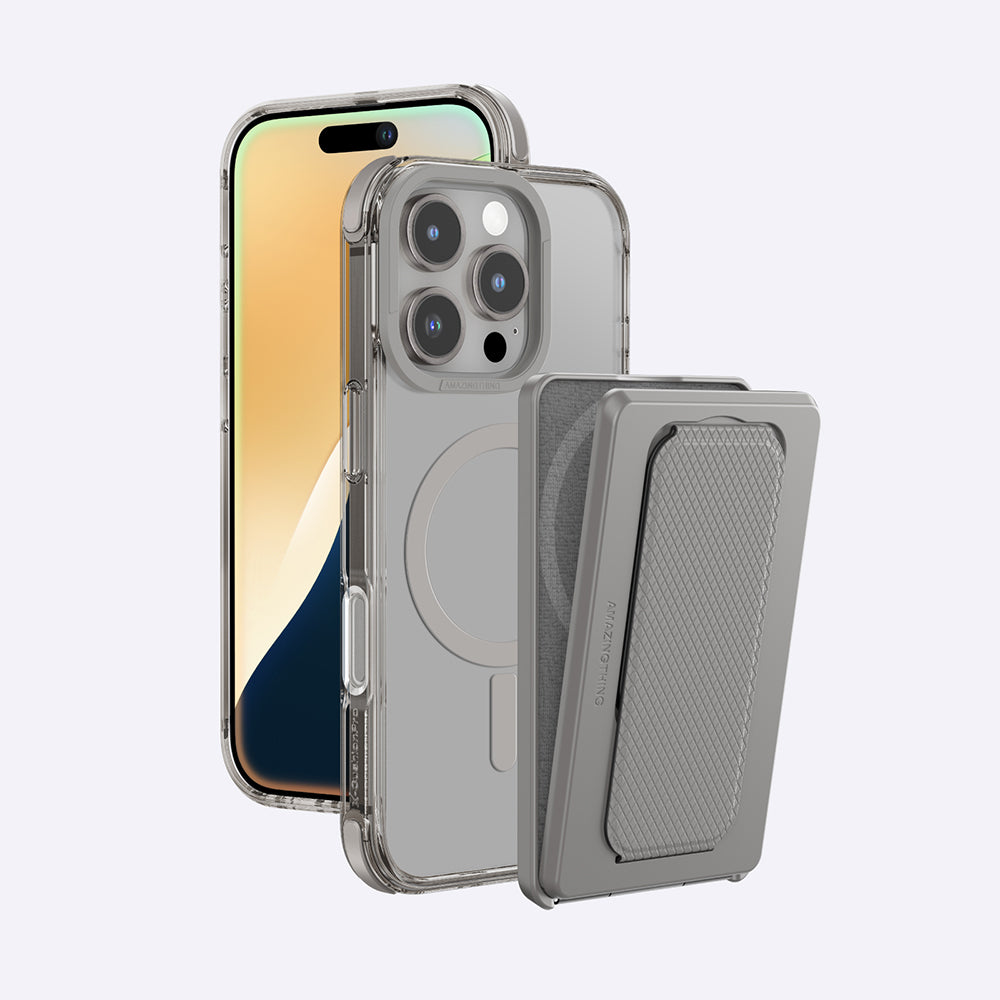 Apple iPhone 16 Pro Max Case M-safe Charging Stand Set Amazingthing Omni Adventure Series Cover Gray