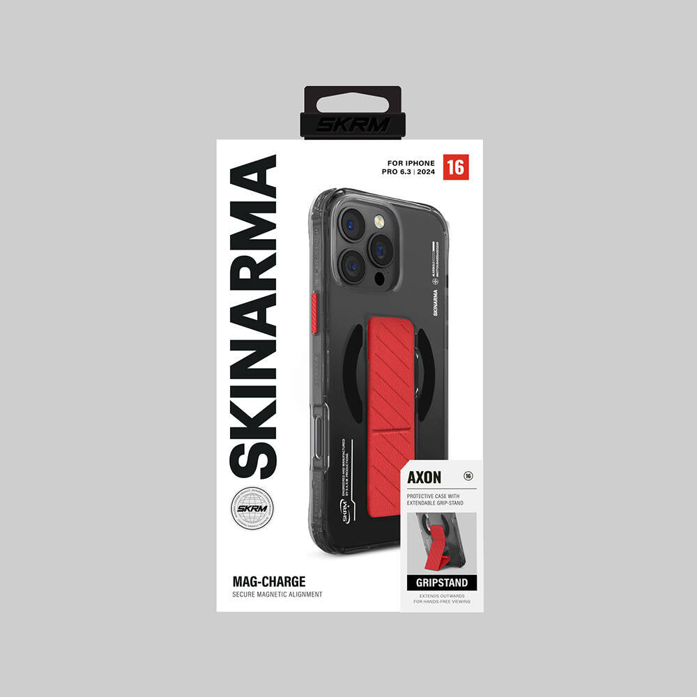 Apple iPhone 16 Pro Max Case M-safe Charging Feature Technology Patterned Stand Skinarma Axon Cover Titanium
