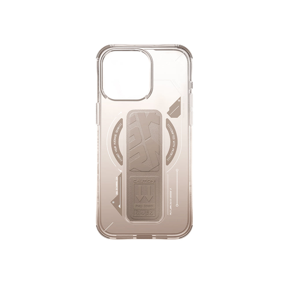 Apple iPhone 16 Pro Max Kılıf M-safe Şarj Özellikli Teknoloji Desenli Standlı Skinarma Helio Kapak Gold