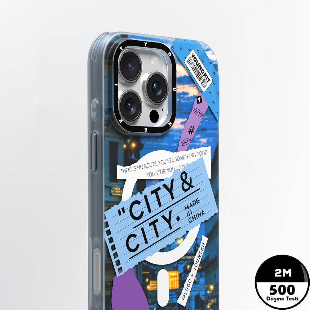 Apple iPhone 16 Pro Max Kılıf M-safe Şarj Özellikli Youngkit A-City Serisi Kapak Pembe