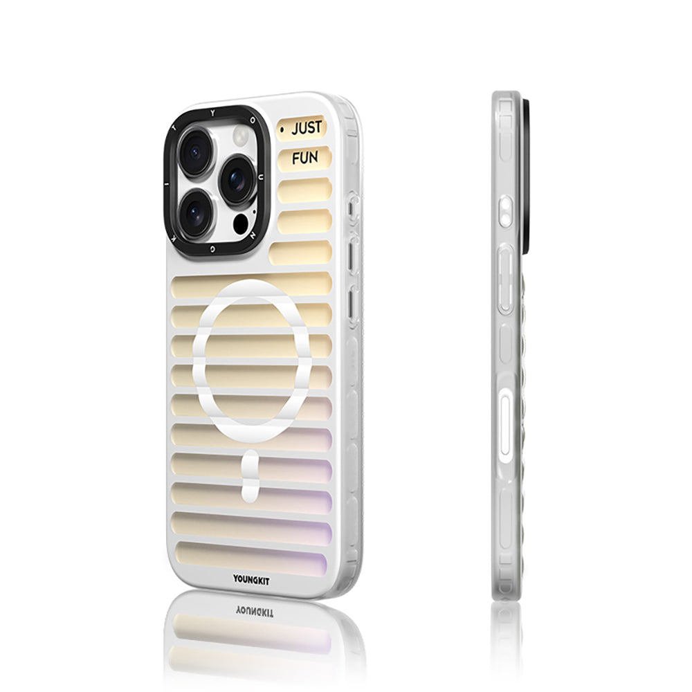 Apple iPhone 16 Pro Max Kılıf M-safe Şarj Özellikli Youngkit Geek Serisi Kapak Beyaz