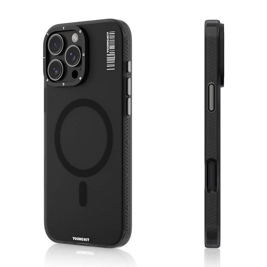 Apple iPhone 16 Pro Max Kılıf M-safe Şarj Özellikli Youngkit Hidden Sand Serisi Kapak Siyah