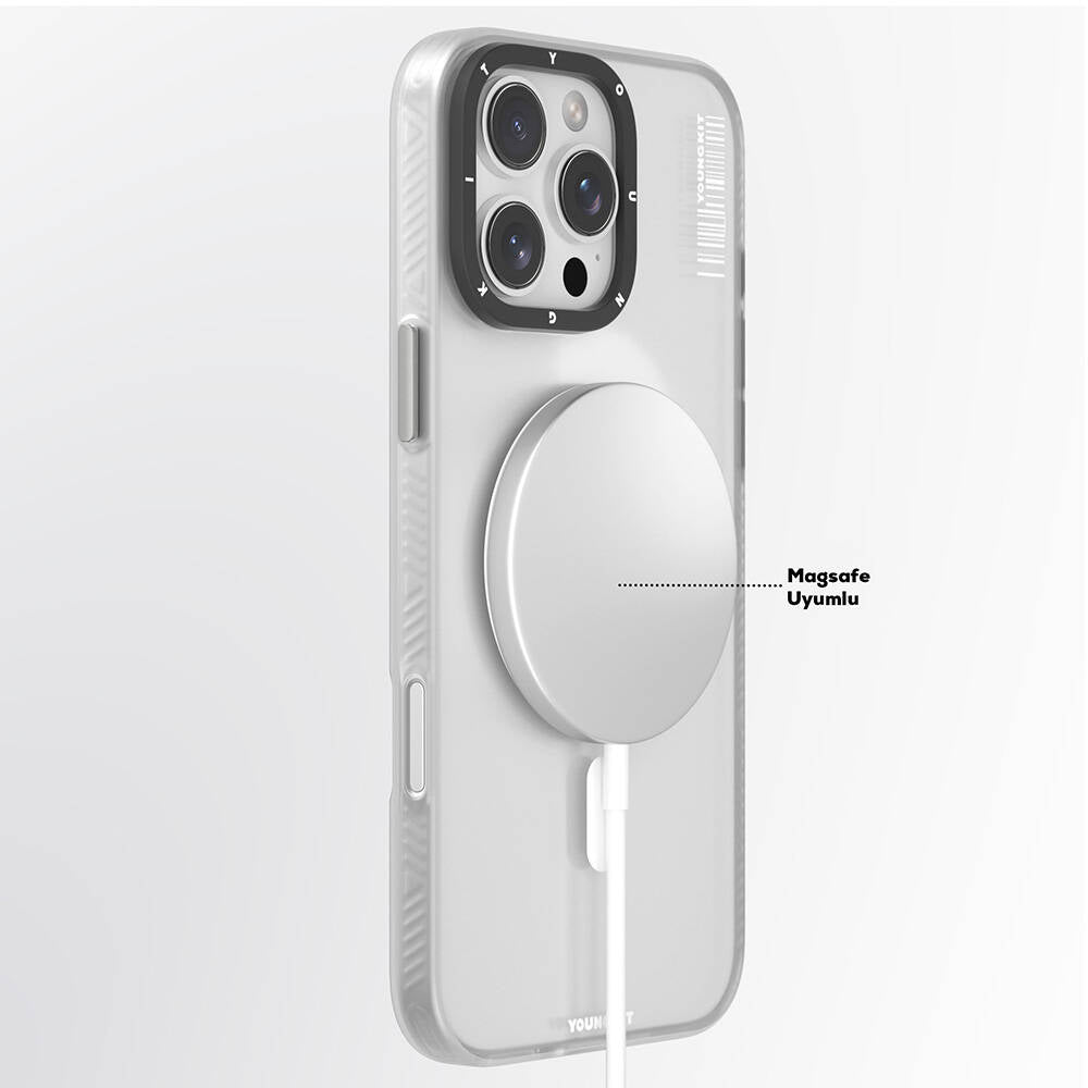 Apple iPhone 16 Pro Max Case M-safe Charging Feature Youngkit Hidden Sand Series Cover White