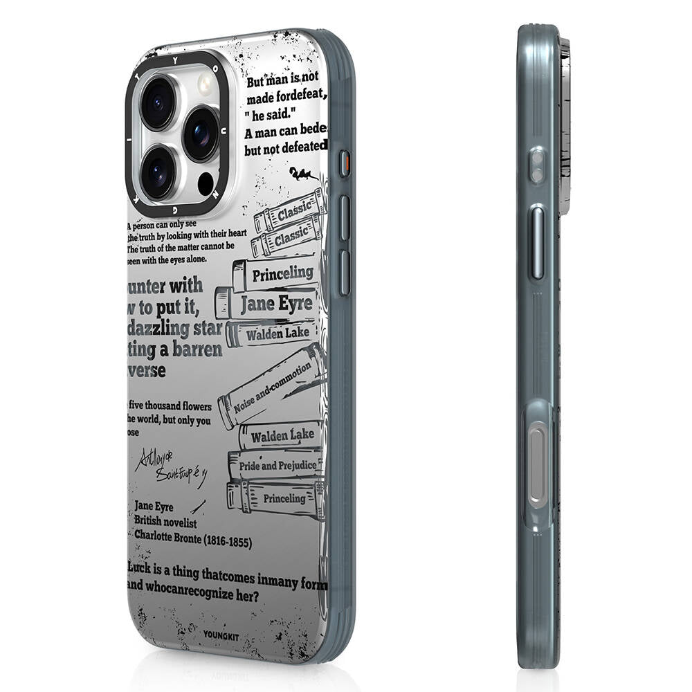 Apple iPhone 16 Pro Max Kılıf M-safe Şarj Özellikli Youngkit Literary Serisi Classic Kapak Gri