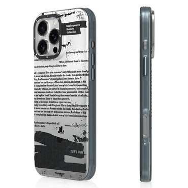 Apple iPhone 16 Pro Max Kılıf M-safe Şarj Özellikli Youngkit Literary Serisi Shakespeare Kapak Gri