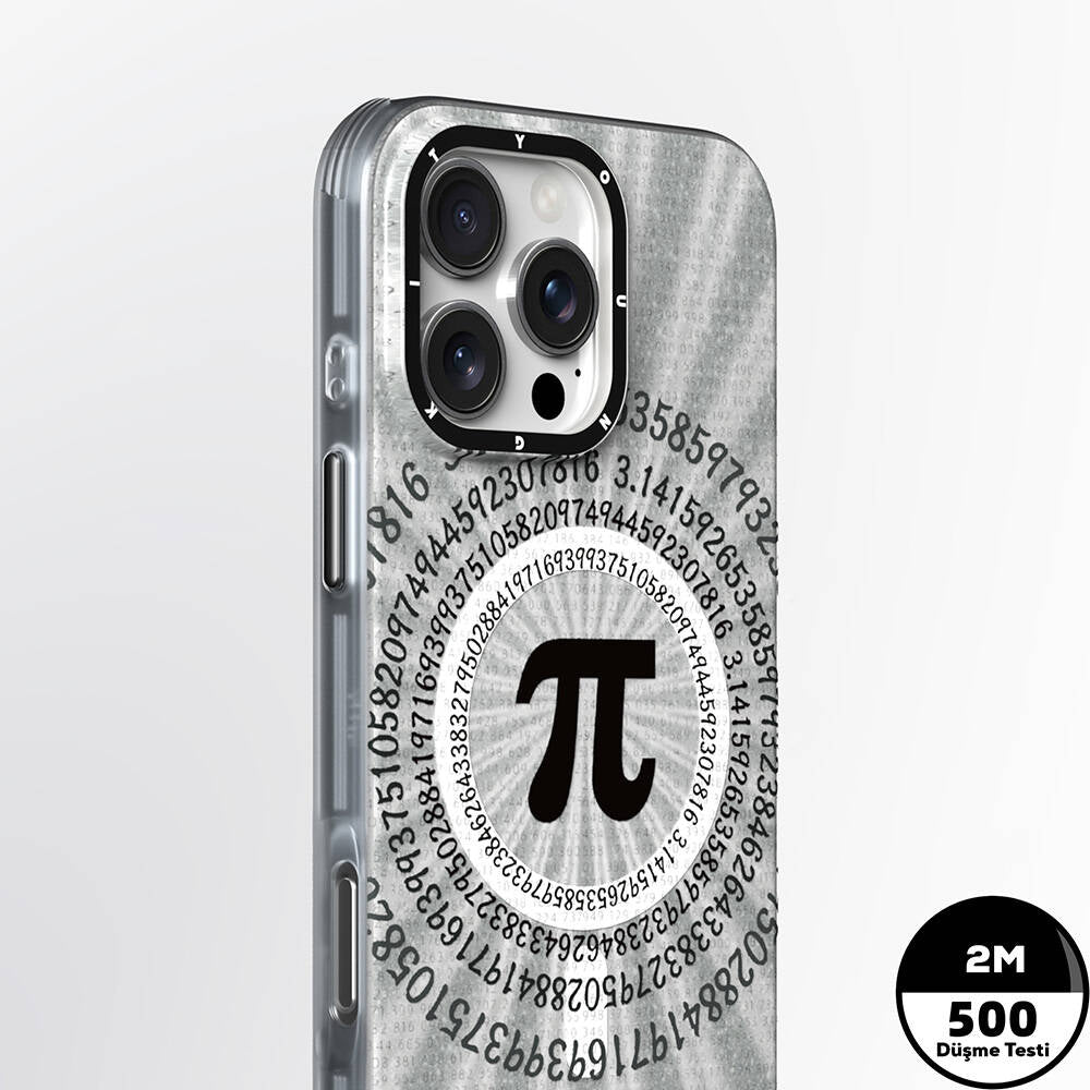 Apple iPhone 16 Pro Max Kılıf M-safe Şarj Özellikli Youngkit Mathematical Serisi Kapak Gümüş