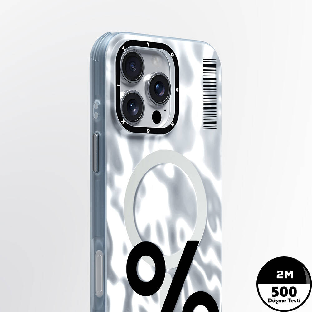 Apple iPhone 16 Pro Max Kılıf M-safe Şarj Özellikli Youngkit Mathematical Serisi Kapak Gümüş