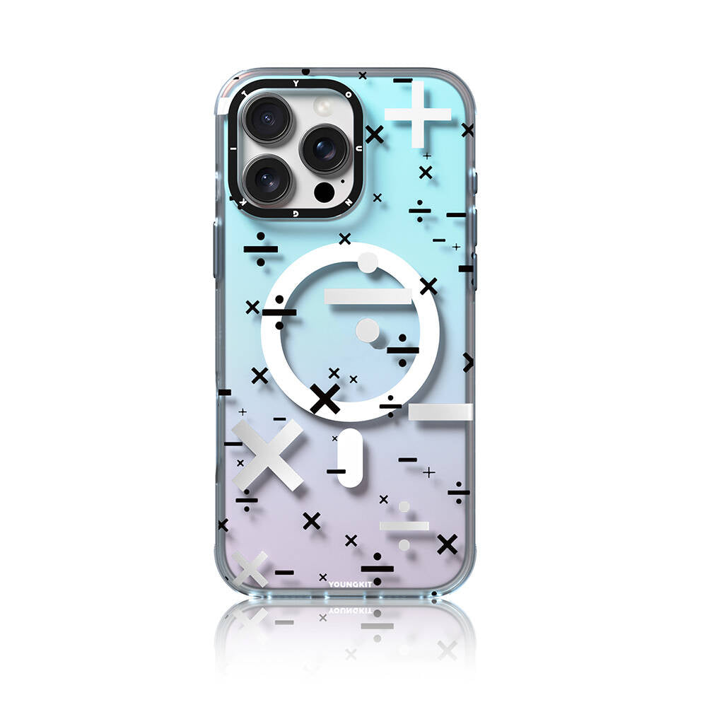 Apple iPhone 16 Pro Max Kılıf M-safe Şarj Özellikli Youngkit Mathematical Serisi Kapak Gri