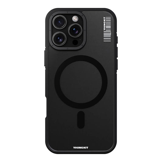 Apple iPhone 16 Pro Max Kılıf M-safe Şarj Özellikli Youngkit Rock Sand Serisi Kapak Siyah