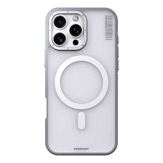 Apple iPhone 16 Pro Max Kılıf M-safe Şarj Özellikli Youngkit Rock Sand Serisi Kapak Gri