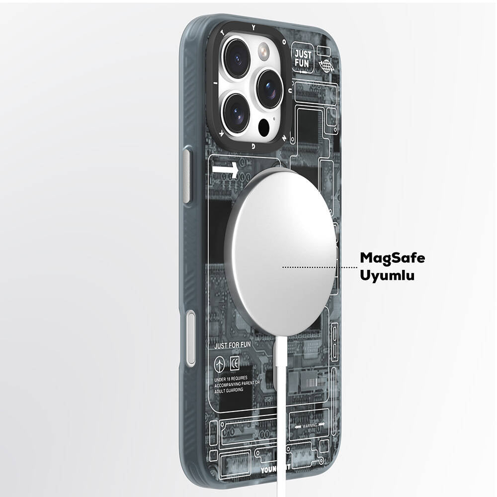 Apple iPhone 16 Pro Max Case M-safe Charging Feature Youngkit Technology Series Cover Gray