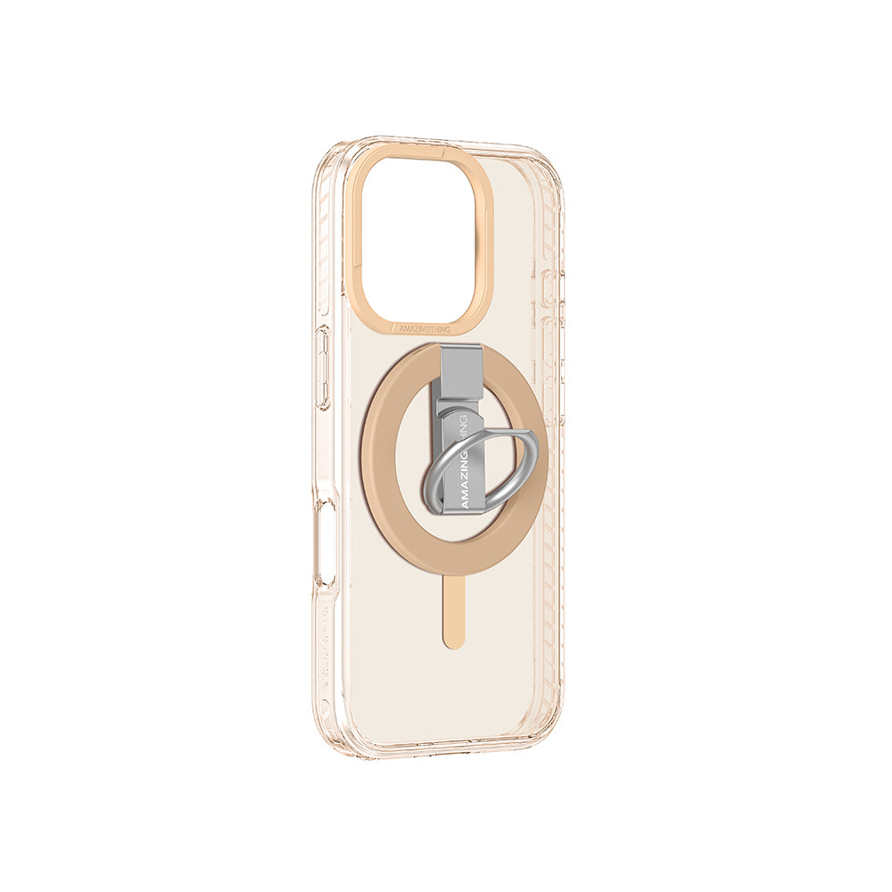 Apple iPhone 16 Pro Max Case with M-safe Charging Feature and Ring Stand Amazingthing Titan Pro Series Cover Gray