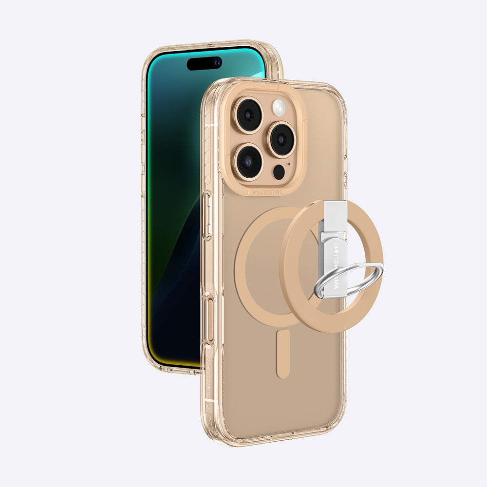Apple iPhone 16 Pro Max Kılıf M-safe Şarj Özellikli Yüzük Standlı Amazingthing Titan Pro Serisi Kapak Siyah