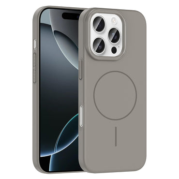 Apple iPhone 16 Pro Max Kılıf M-safe Şarj Özellikli Zore Ruby Sert Kapak Desert Titanyum