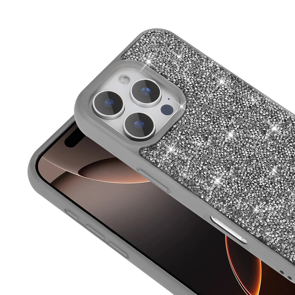 Apple iPhone 16 Pro Max Kılıf Parlak Taşlı Tasarım Zore Pırlanta Kapak Beyaz