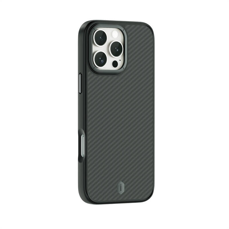 Apple iPhone 16 Pro Max Case Wiwu DCC-205 M-safe Charging Feature Aramid Fiber Design Kevlar Cover Black