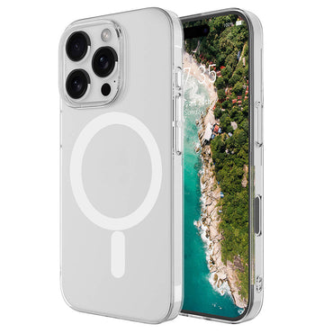 Apple iPhone 16 Pro Max Kılıf Zore M-safe Şarj Özellikli Şeffaf Tek Kamera Çerçeveli Porto Kapak