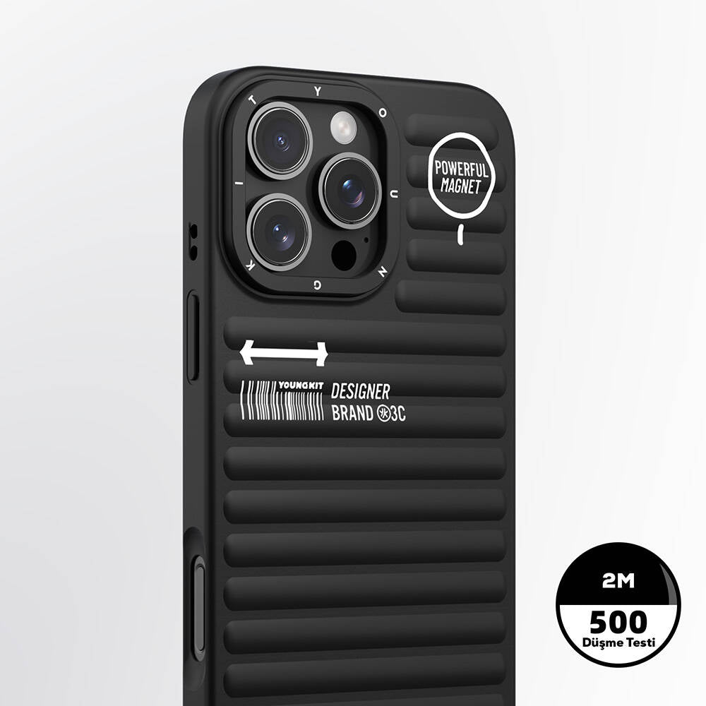 Apple iPhone 16 Pro Max M-safe Charging Case Matte Color Design Youngkit Original Series Cover Black
