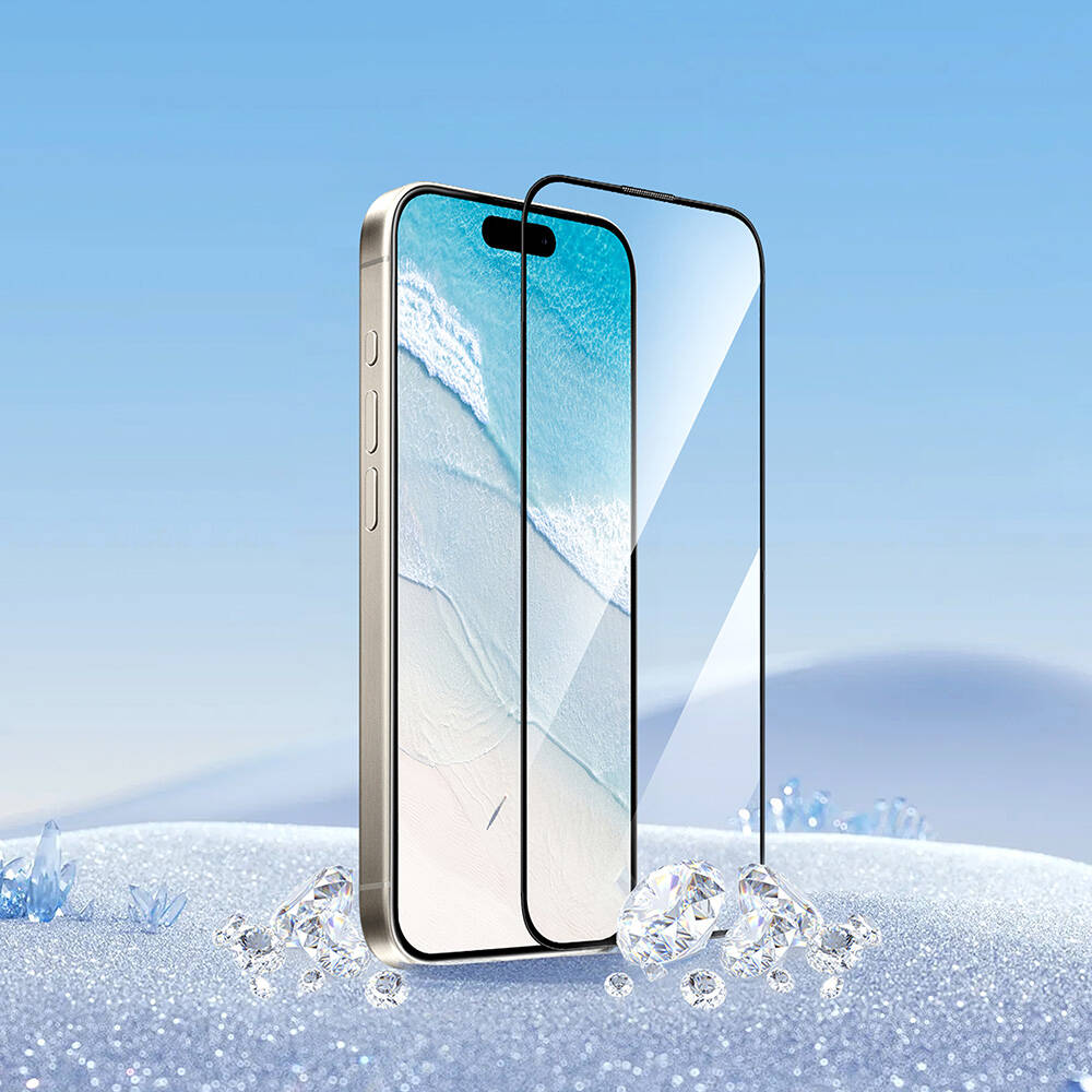 Apple iPhone 16 Pro Max Wiwu GT-017 Safir Kaplama Çizilmeye Dayanıklı Temperli Cam Ekran Koruyucu Siyah