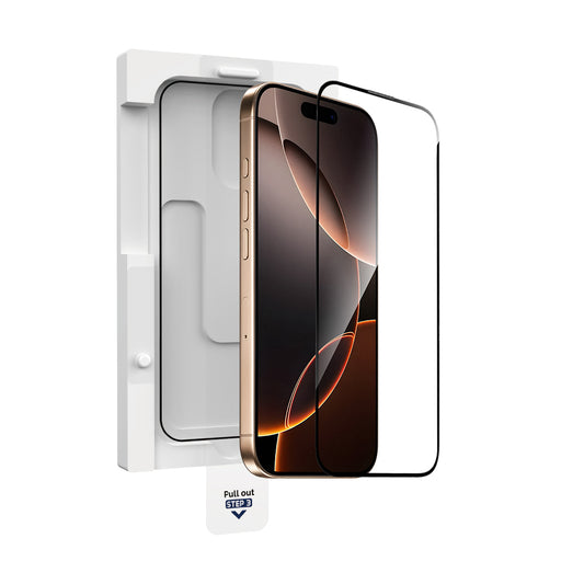 Apple iPhone 16 Pro Max Wiwu GT-020 Titan Guard Serisi Şok Emici Hibrit Polimer HD Şeffaf Ekran Koruyucu Film + Kolay Uygulama Aparatı Siyah