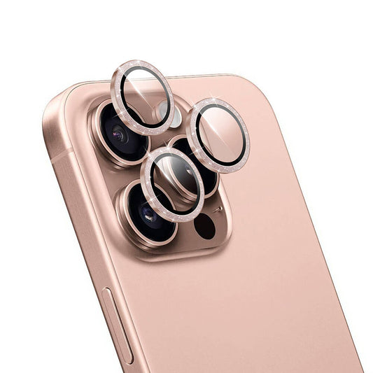 Apple iPhone 16 Pro Max Wiwu LG-006 Diamond Lens Guard Easy Application Camera Lens Protector Rose Gold