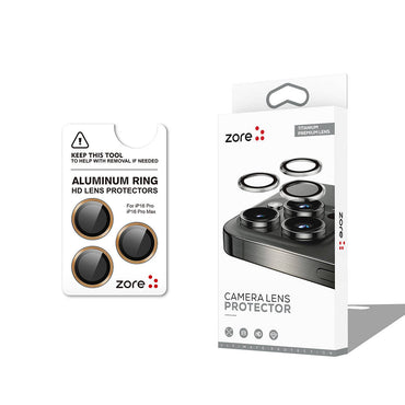 Apple iPhone 16 Pro Zore CL-12 Premium Sapphire Anti-Fingerprint Anti-Reflective Camera Lens Protector Desert Titanium