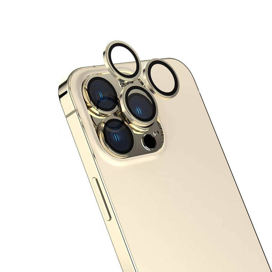 Apple iPhone 16 Pro Zore Sapphire CL-15 Fingerprint-Free Anti-Reflective Camera Lens Protector Gold