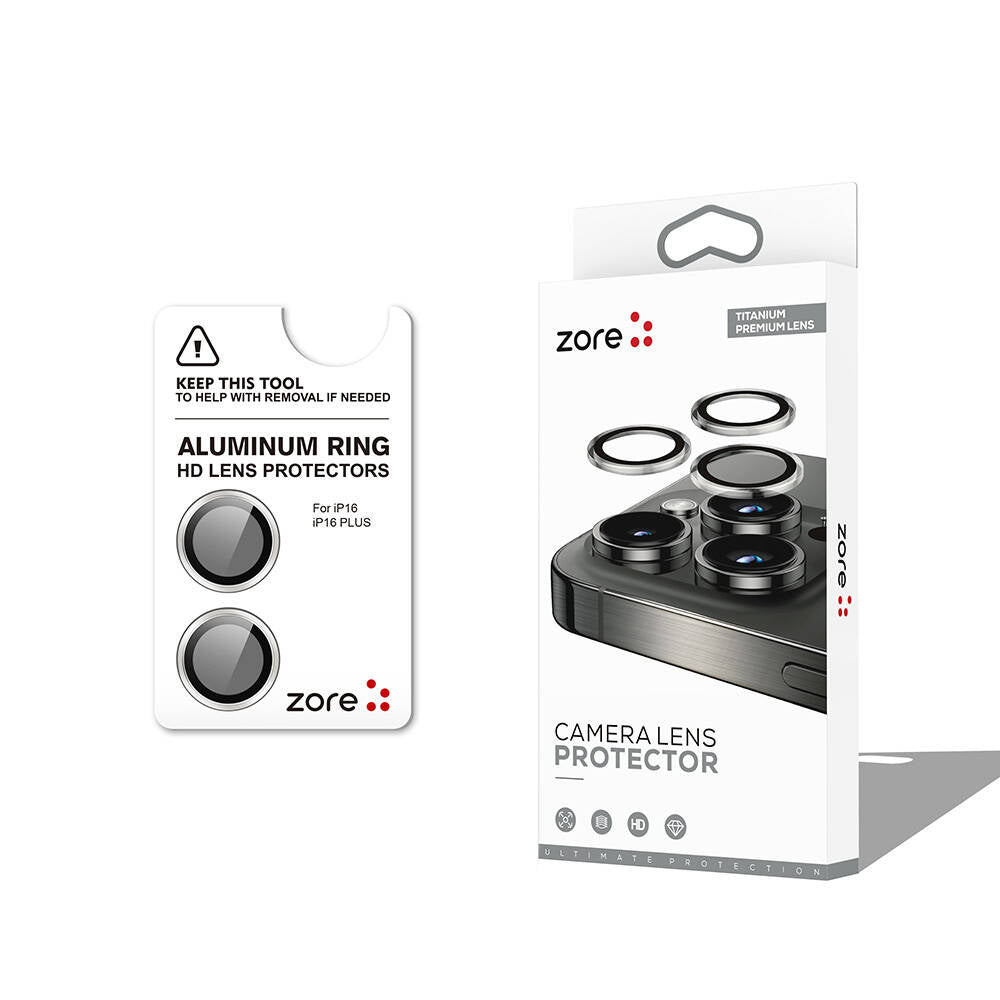 Apple iPhone 16 Zore CL-12 Premium Sapphire Fingerprint-Free Anti-Reflective Camera Lens Protector Silver