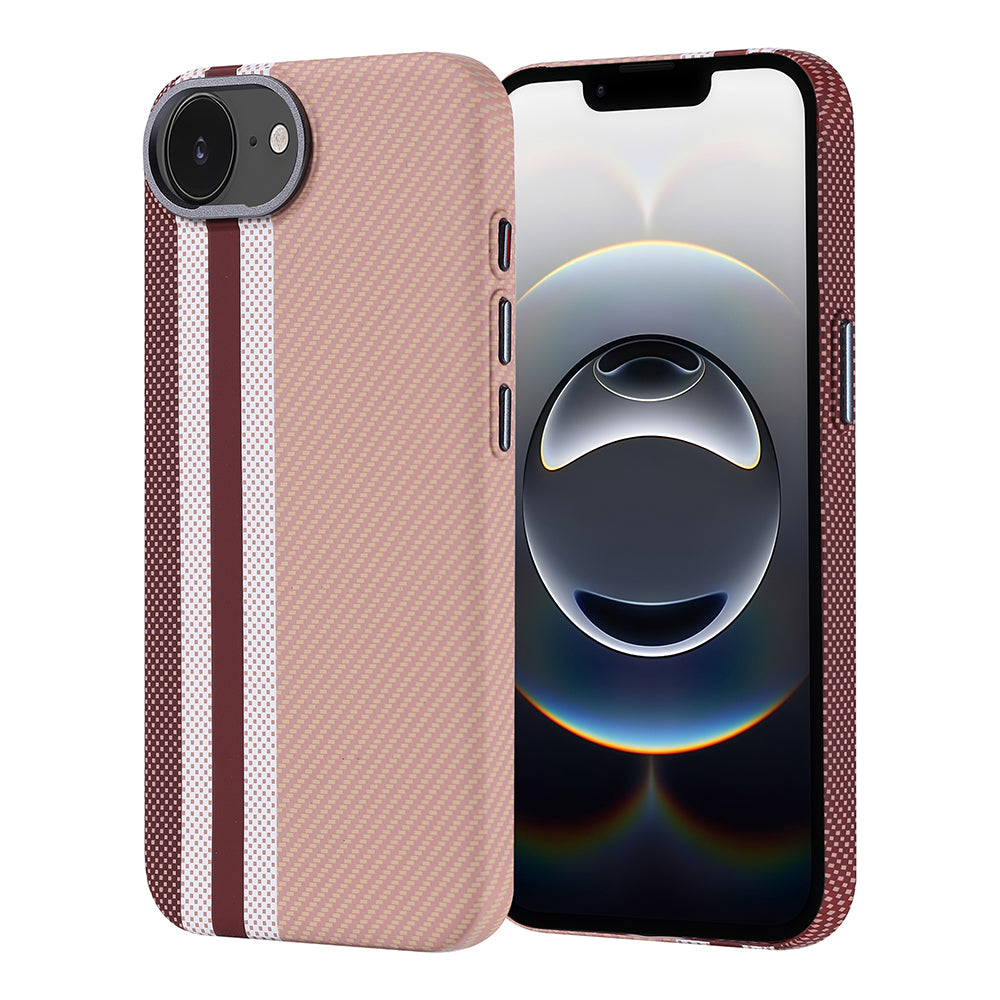 Apple iPhone 16E Case with M-safe Charging Function Carbon Fiber Look Zore Nekst Cover Gold