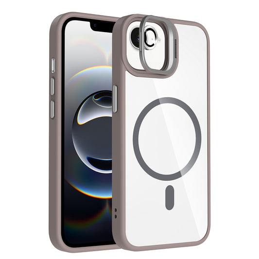 Apple iPhone 16E Case with Stand and Camera Lens Gift, M-Safe Charging Feature, Zore Etro Cover Gray