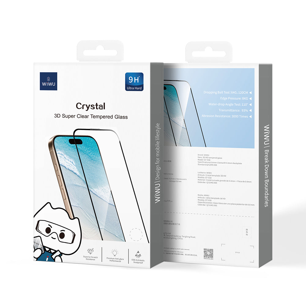 Apple iPhone 16E Wiwu GT-018 Scratch Resistant Tempered Glass Screen Protector Transparent
