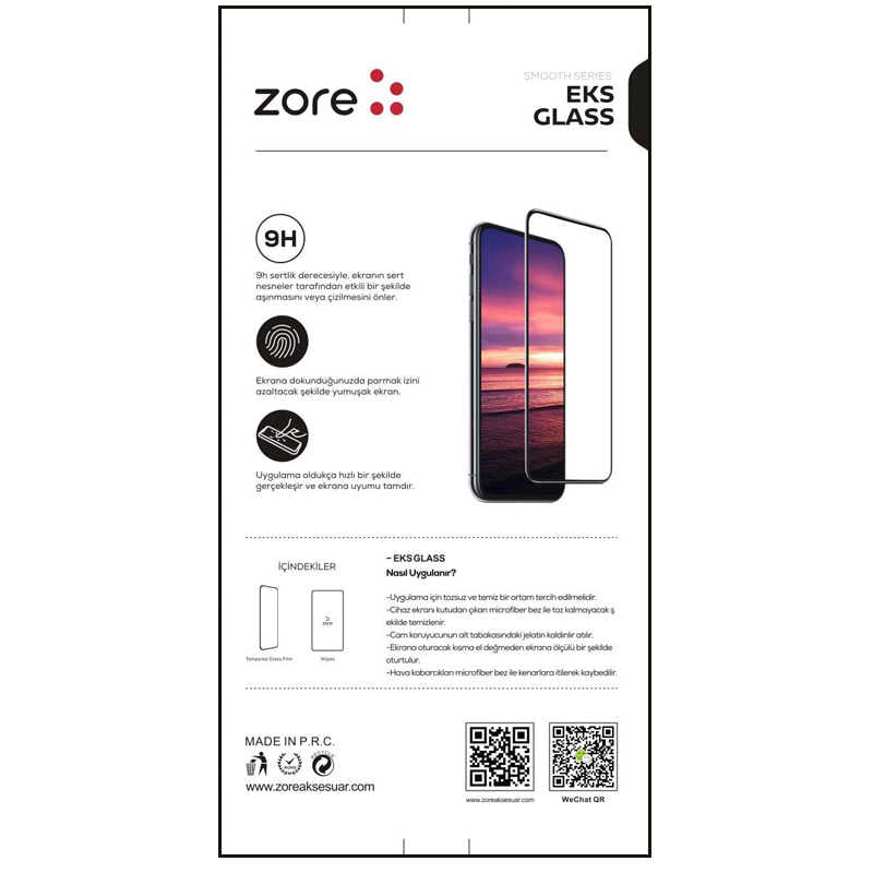 Apple iPhone 16E Zore EKS Glass Screen Protector Black